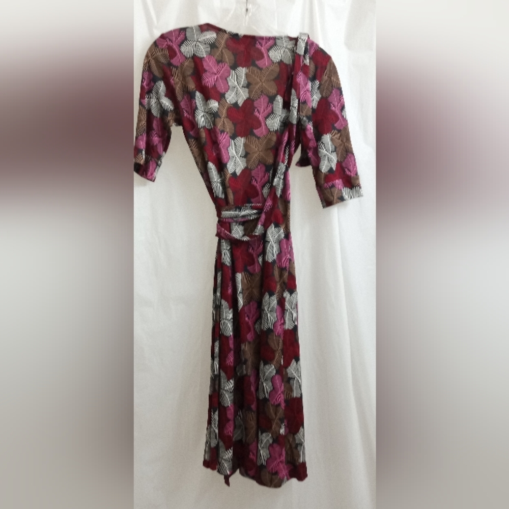 *🌟Diane Von Furstenberg 100% Silk Burgundy/Gray Iconic Wrap Kye Dress- Vintage - Picture 15 of 16